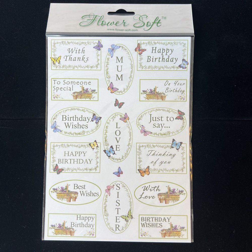 New Flower‎ Soft Baskets and Butterflies - Sentiments Birthday